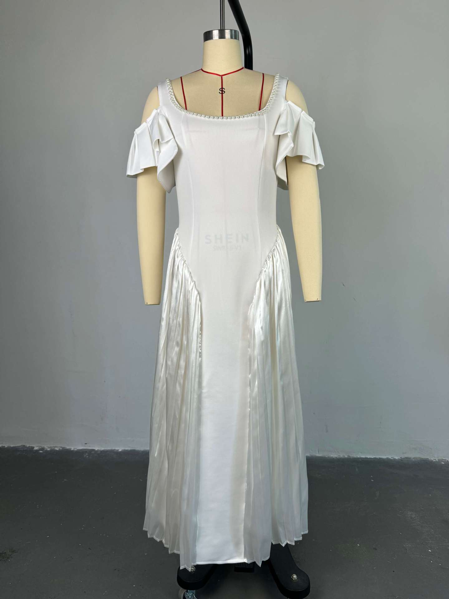 Cold-Shoulder White Midi Dress image 3