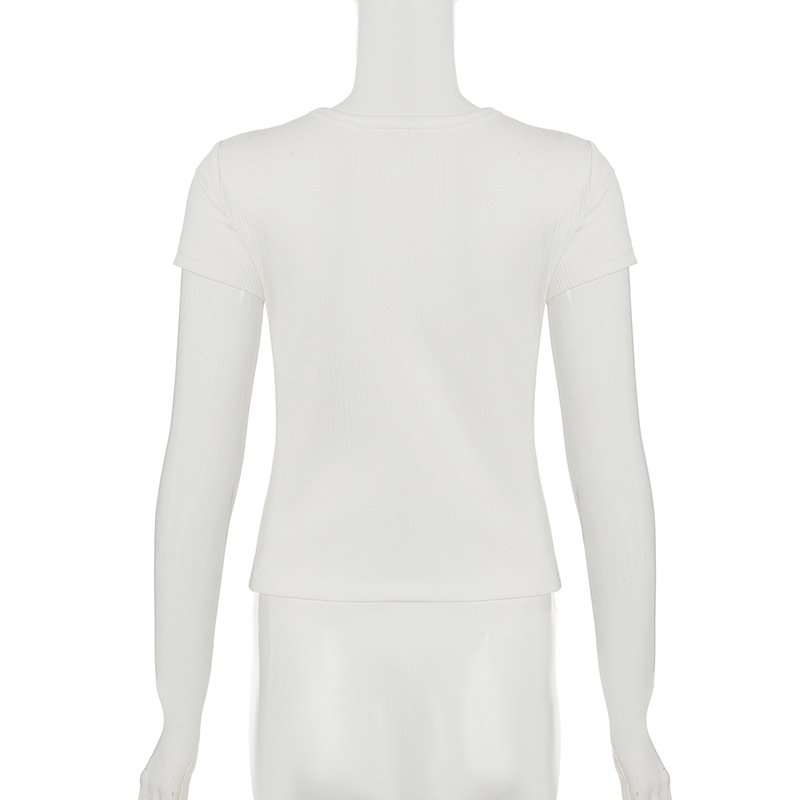 White Ribbed Fitted Crop Top image 3