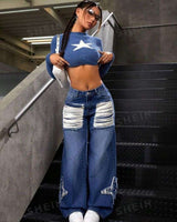 Distressed Wide Leg Jeans image 0