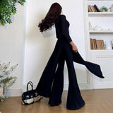 Elegant Long Sleeve Maxi Top with Flared Pants image 3
