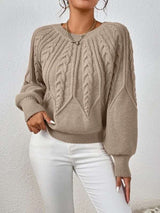 Pullover Sweaters Crewneck Lantern Sleeve Knit Sweater image 1