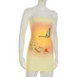 Sunset Butterfly Print Strapless Mini Dress image 2