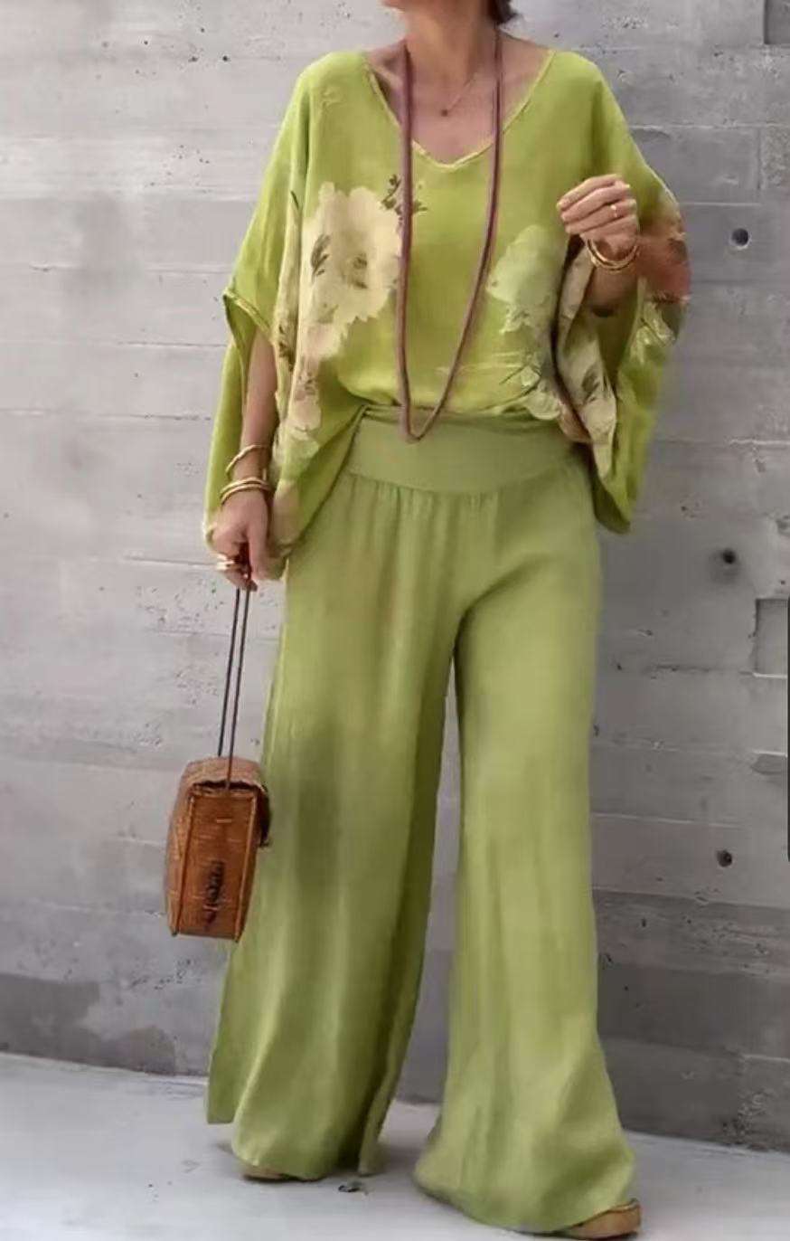 Floral Kimono Top & Wide-Leg Pants Set image 5