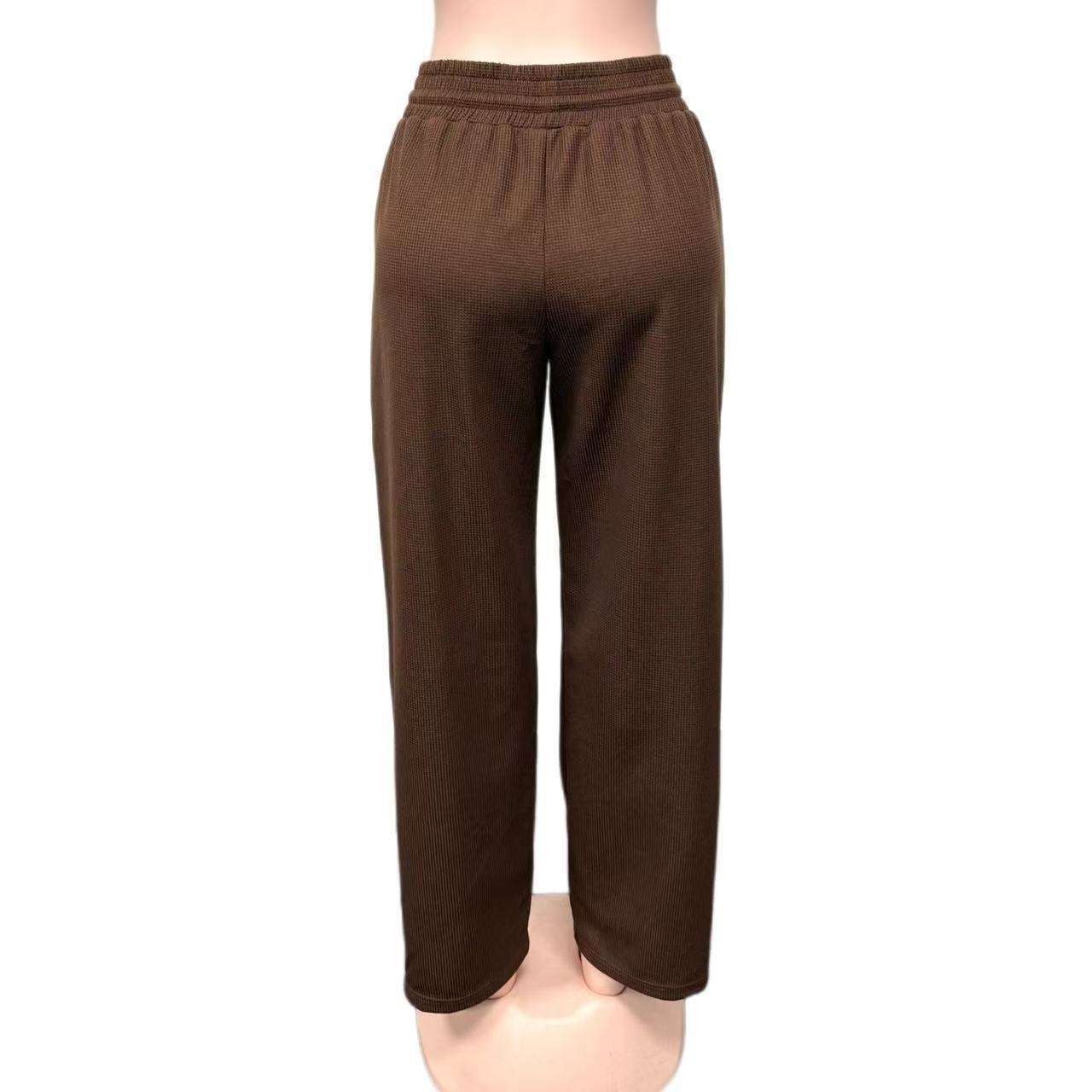 Brown Drawstring Casual Pants image 6