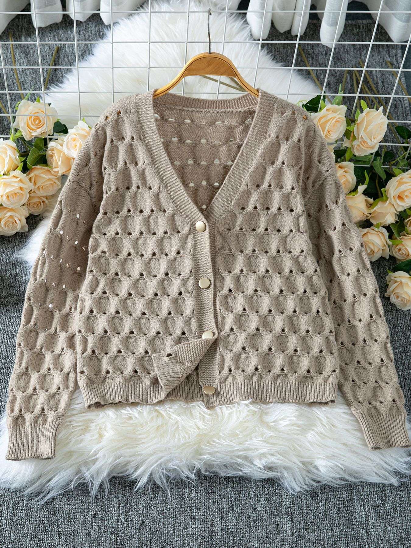 Cozy Knit Cardigan with Gold Buttons image 2