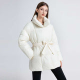 Loose waist jacket mid-length puffer Coat - M, White image