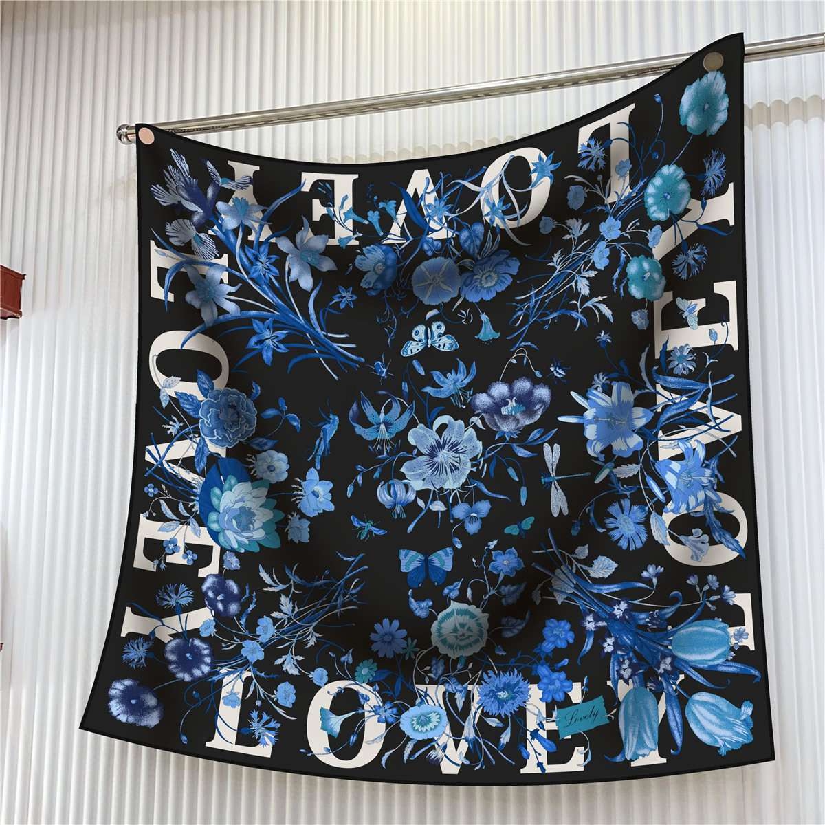 Scarf with Floral and Dragonfly Print image 6