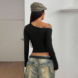 Off-Shoulder Sweater with Metallic Button Details image 2