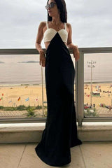 Chic Black & White Cutout Maxi Dress image 0