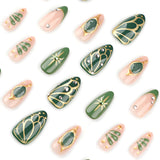 Green and Nude Nail Art image 3