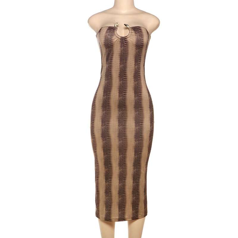 Snakeskin Strapless Bodycon Midi Dress image 2