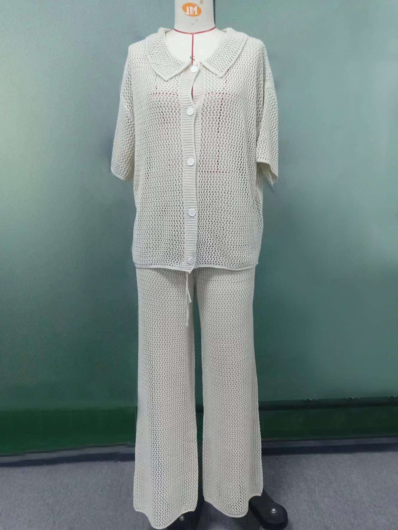 Chic White Open-Knit Beachwear Set image 3