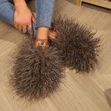 Vibrant Curly Faux Fur Slippers image 0