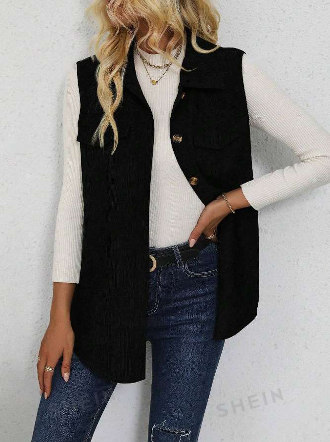Corduroy Bliss Vest - L, Black image