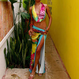 Floral-Print Halter Top & Wrap Skirt Set image 7