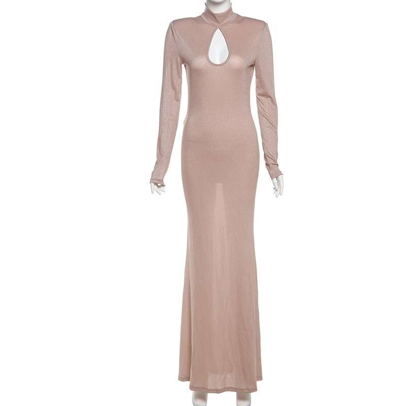 Elegant Shimmering Nude Maxi Dress image 3