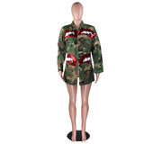 Fashion Lip Print Camo Jacket image 4