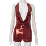 Metallic Cowl Neck Sleeveless Romper image 4