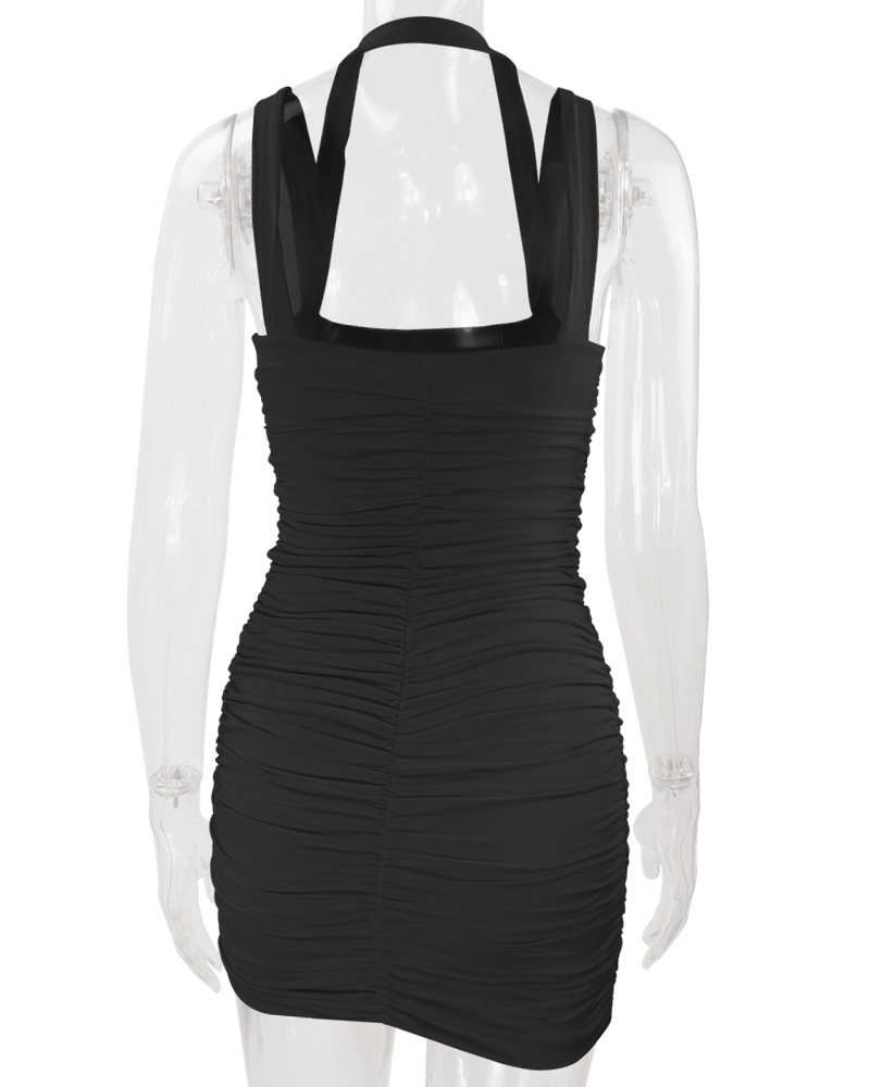 Ruched Halter Bodycon Mini Dress image 5