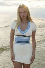 Striped V-Neck Beach Dress image 0