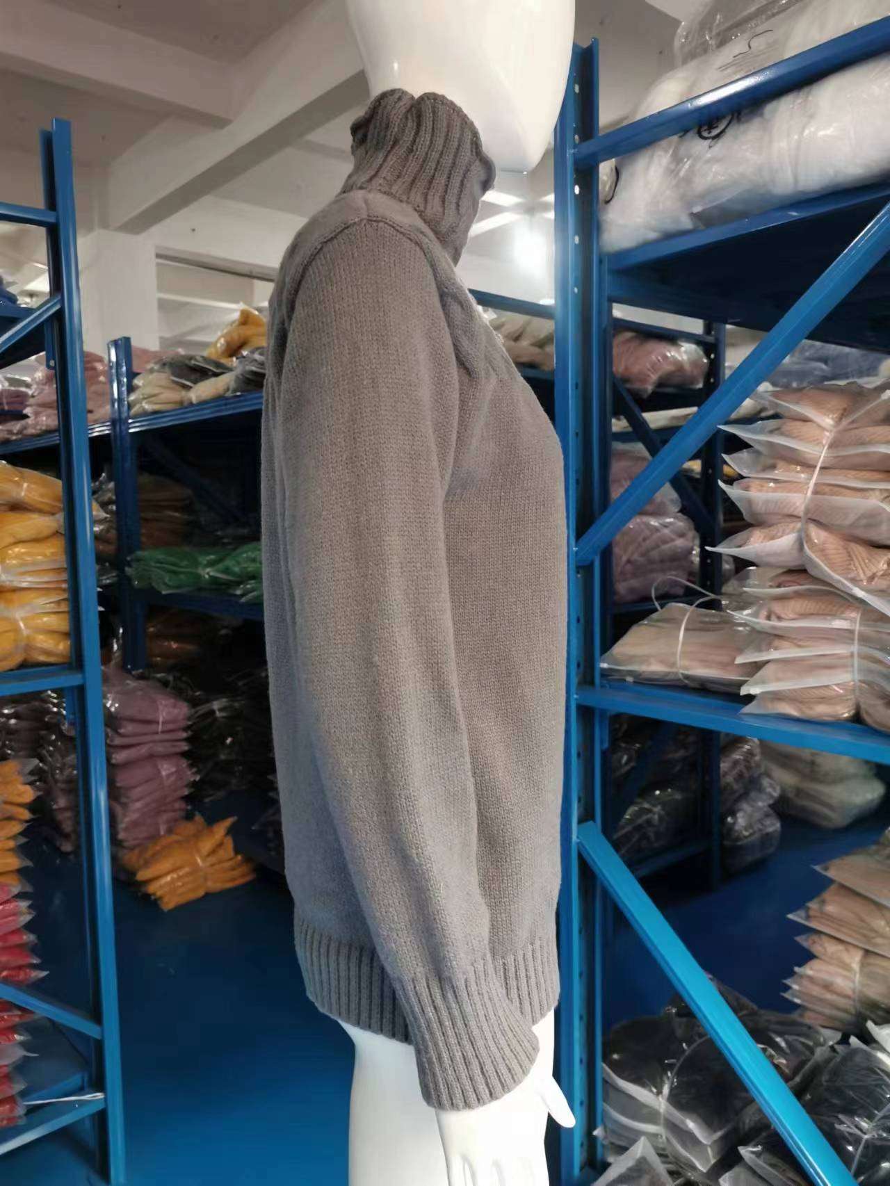 High Neck Solid Elastic Pullover Sweater image 8