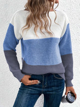 Modern sweater with splicing and a boat neckline image 5