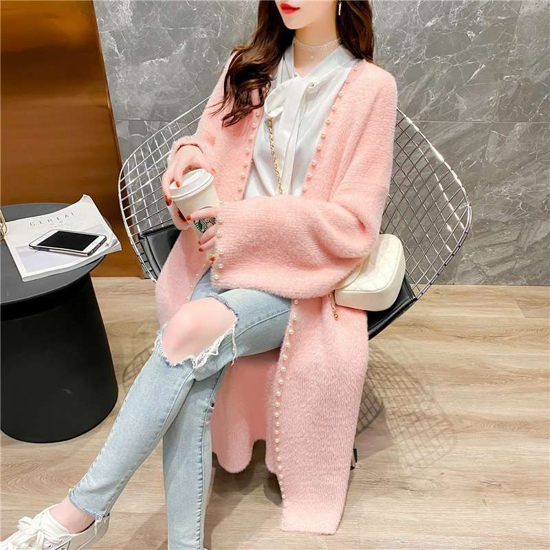 Pearl-Luxe Knit Cardigan - Free Size, Pink image