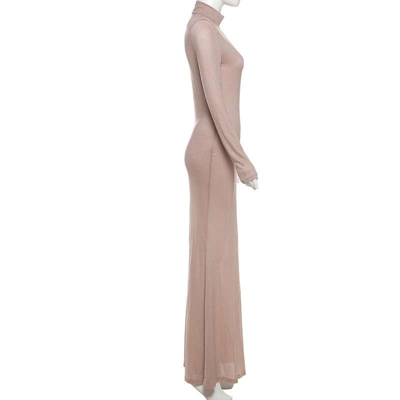 Elegant Shimmering Nude Maxi Dress image 5