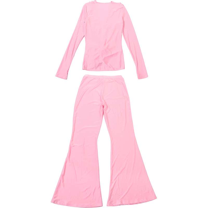 Long-Sleeve Lounge Set with Flared Pants image 3