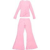 Long-Sleeve Lounge Set with Flared Pants image 3