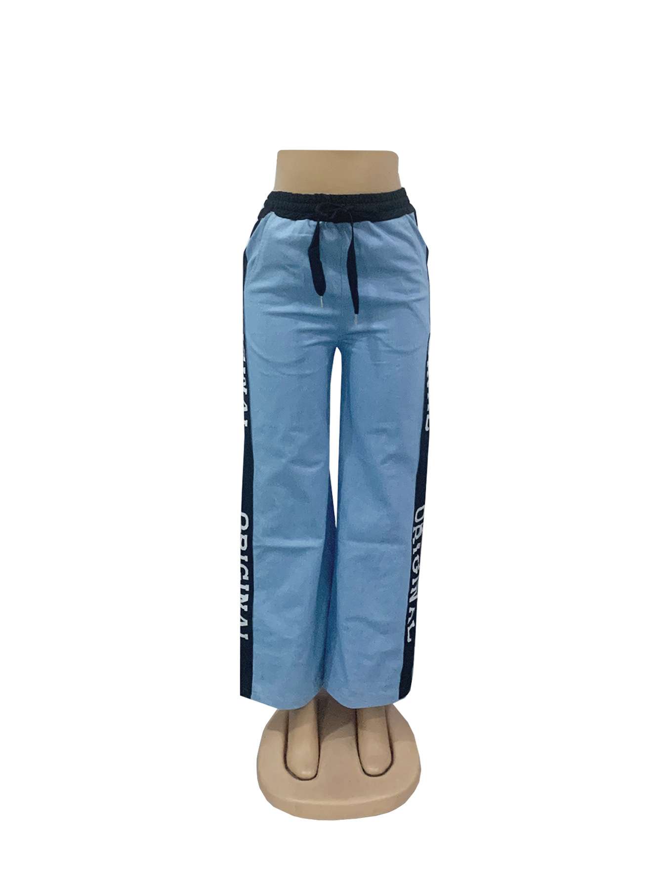 Casual Patchwork Strap Design Straight Pants image 6