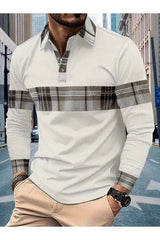 Casual Long Sleeve Color Matching Shirt - L, White image