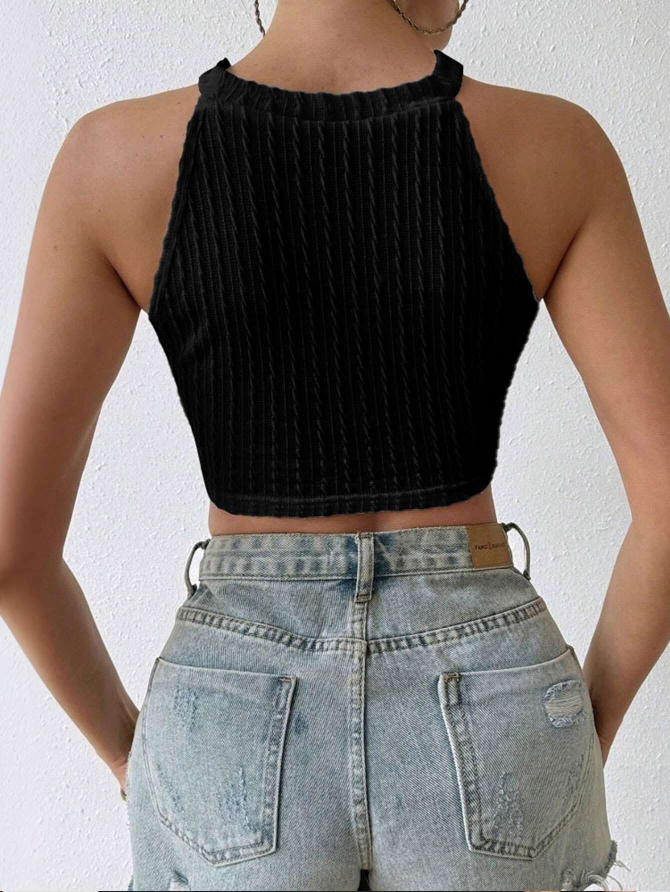 Halter Crop Top with Tassel Hem image 4