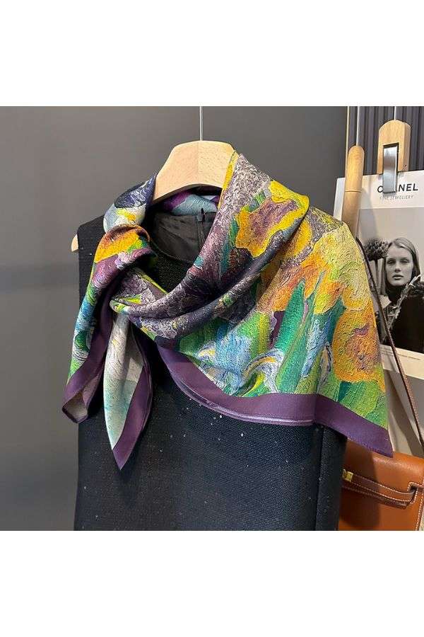 Retro scarf double-sided print scarf - Free Size, Multi Purple image