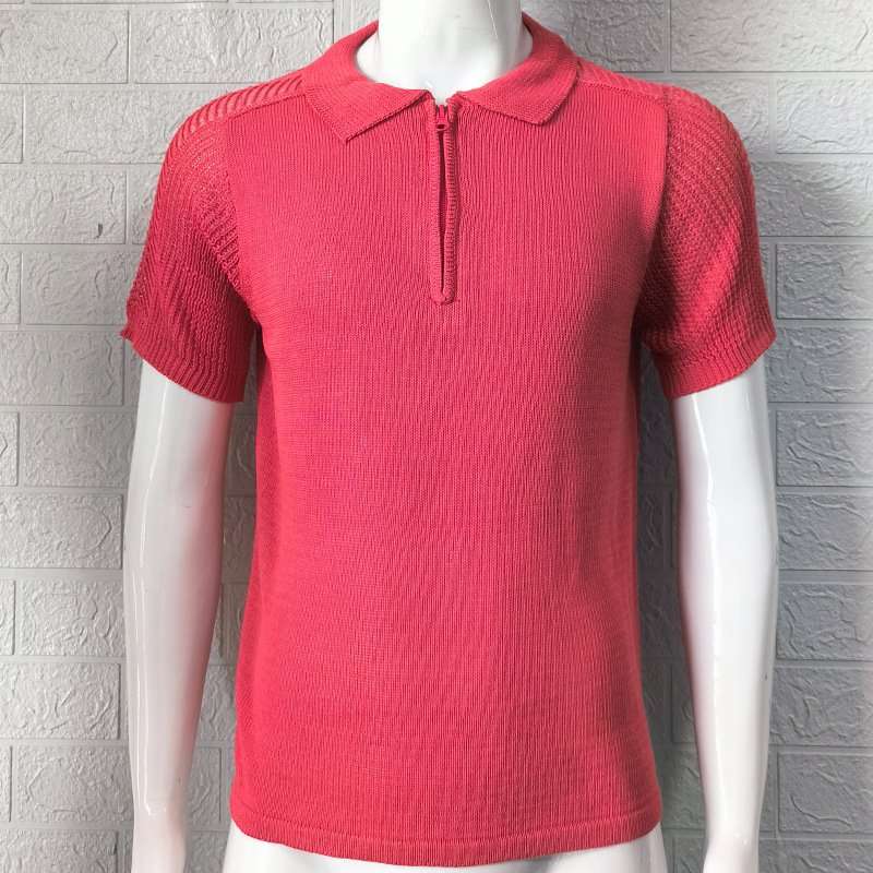 Short-Sleeve Zip Polo Shirt - L, Rose image