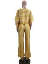 Stripsd Crop Tops Wide Leg Pants image 4
