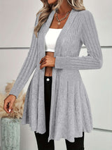 Long Cardigan Jacket with Flared Hem - M, Grey image