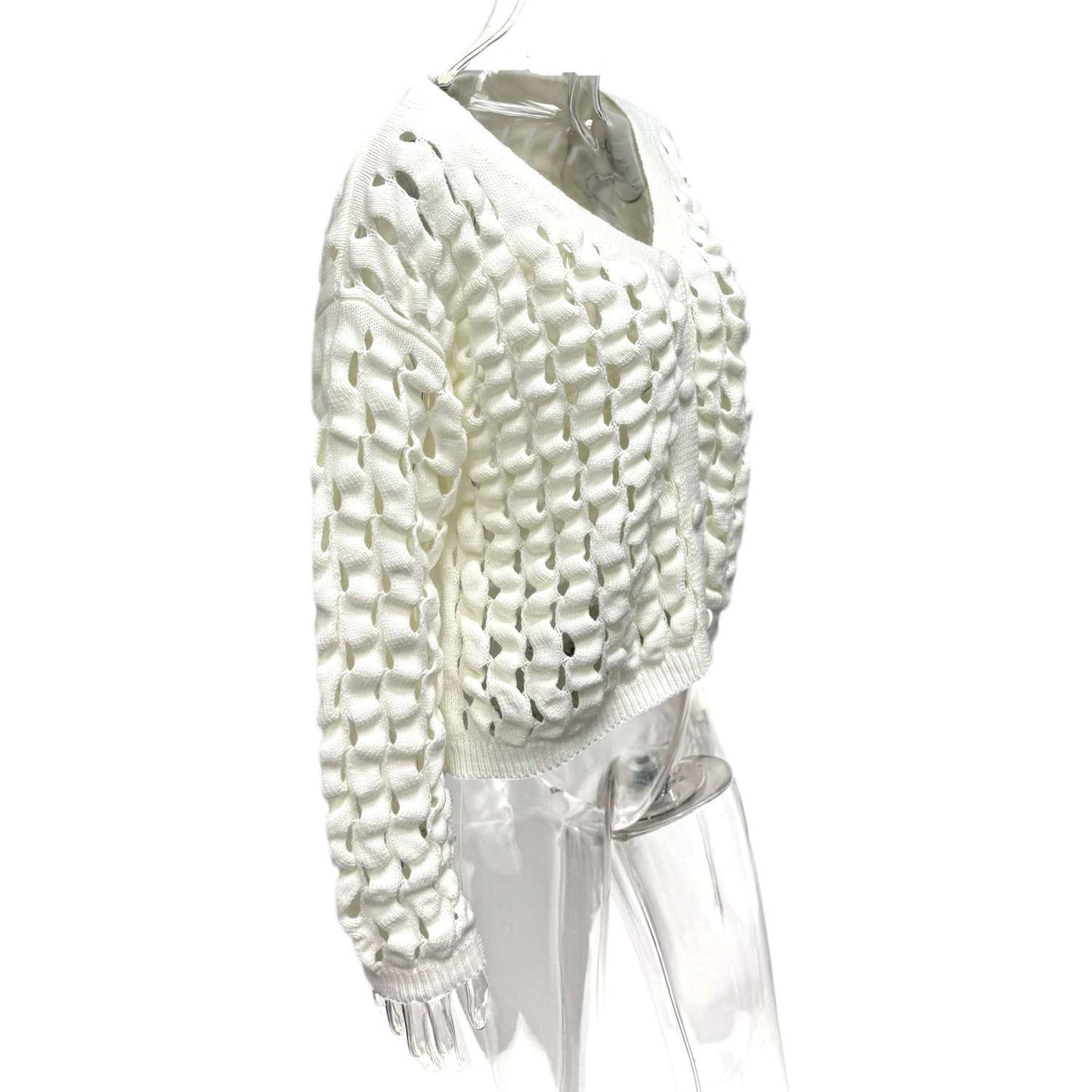 Cozy Cardigan with Open Weave Design image 5