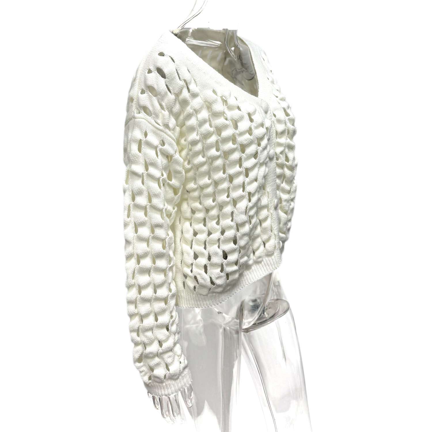 Cozy Cardigan with Open Weave Design image 5