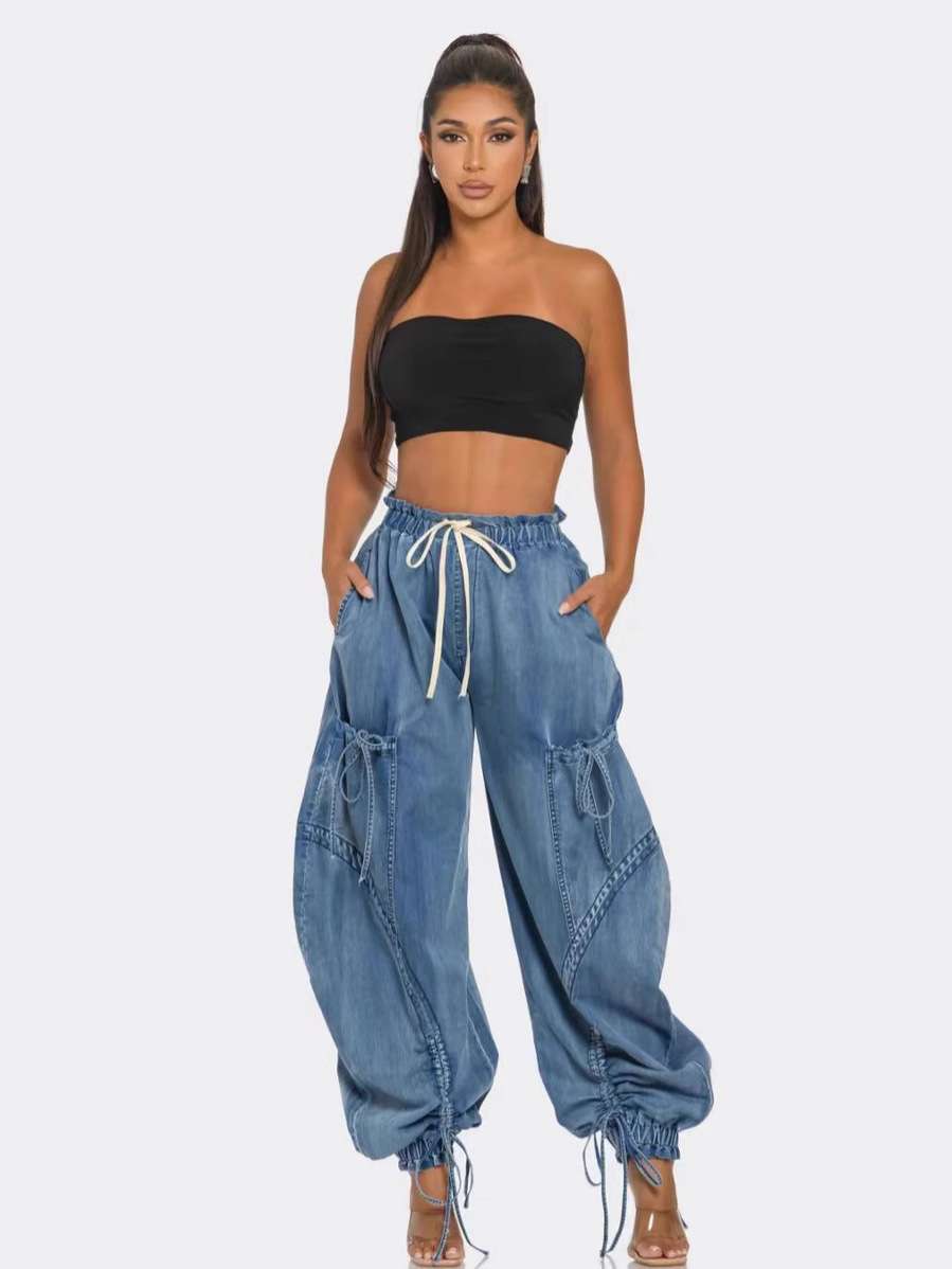 Fashion Harem Style Pants - XL, Blue image