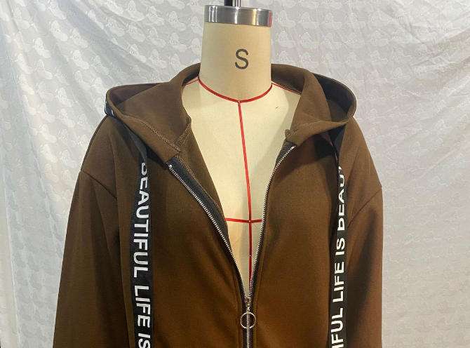 Oversized Hoodie Coat with Text Detail image 4