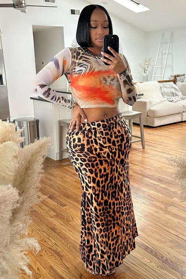 Leopard Print Maxi Skirt with Top image 0