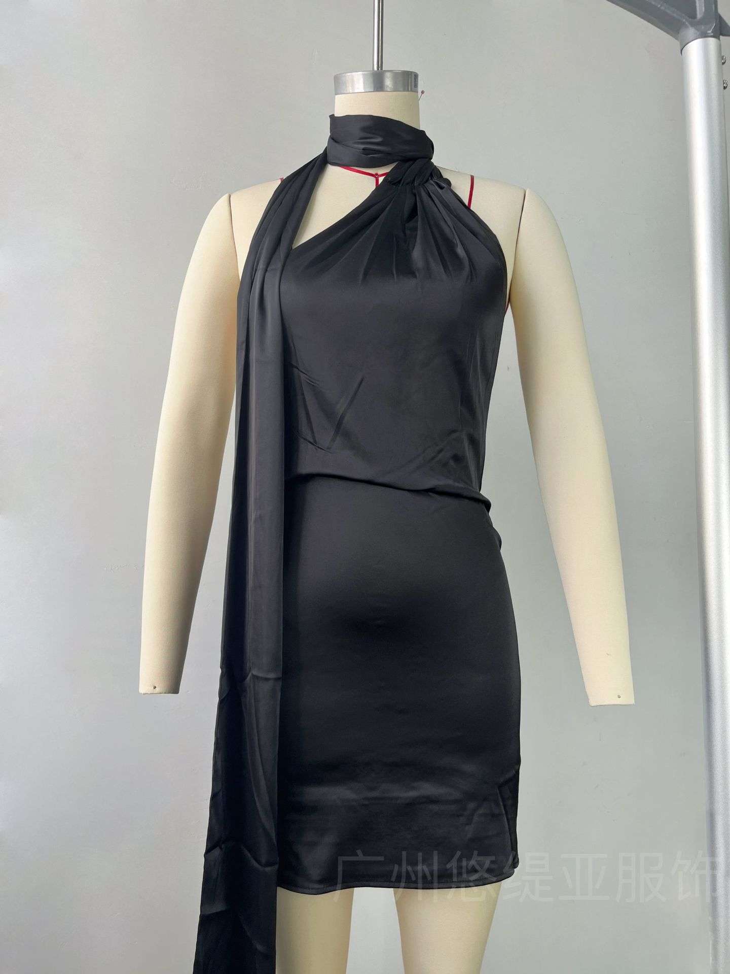 Halter Dress with Scarf Detail image 3