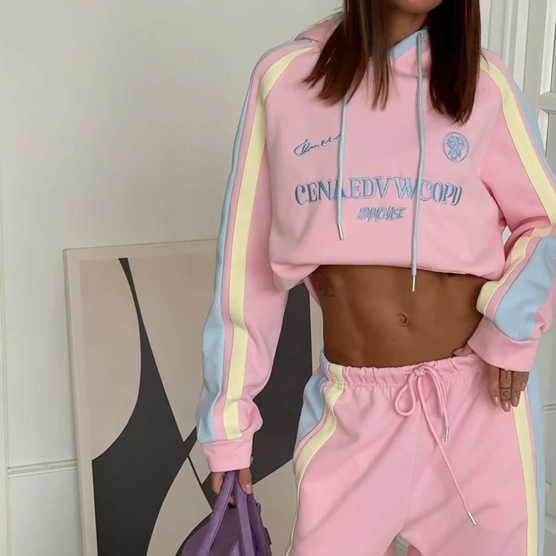 Colorblock Tracksuit with Cropped Hoodie image 4