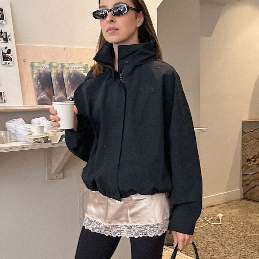 Oversized High-Neck Windbreaker Jacket image 2