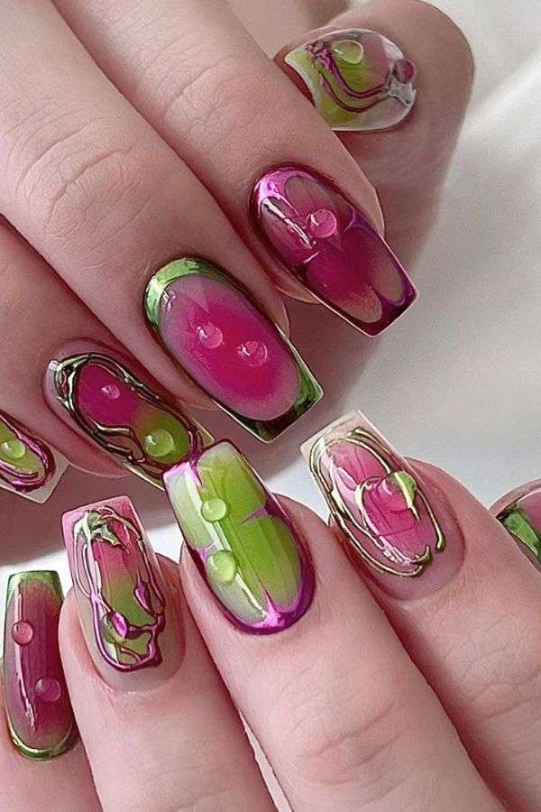 Abstract Bubble Nail Art Design image 0