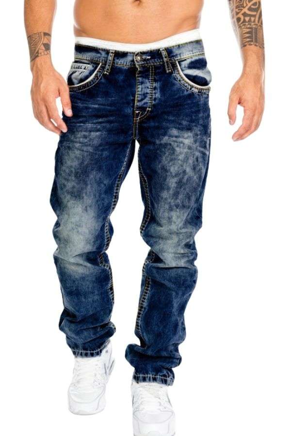 Hip Hop Fashion Casual Jeans - L, Dark Blue image