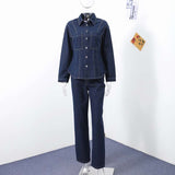 Classic Dark Denim Pants and Shirt Set image 2