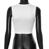 Crop Top Tank with Text & Side Ribbon Details image 2