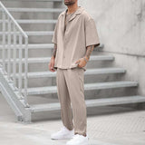 Mens Relaxed Fit Two-Piece Set - S, Beige image